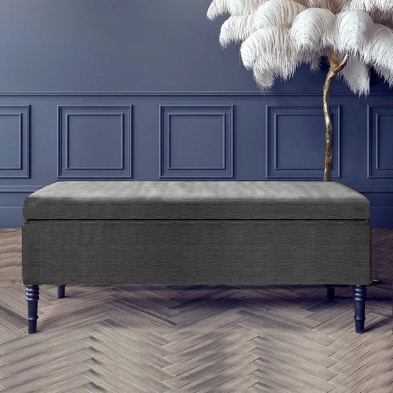 Paris Plain Naples Ottoman Storage Bench, Upholstered End of Bed Bench with Legs, Rectangle Coffee Table with Storage, Window Seat Ottoman Footstool for Bedroom, Hallway, Living Room