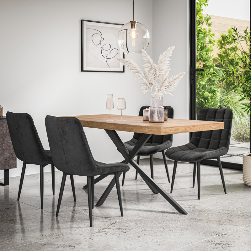 Akaalbir 6 - Person Dining Set, Oak/Black/Black