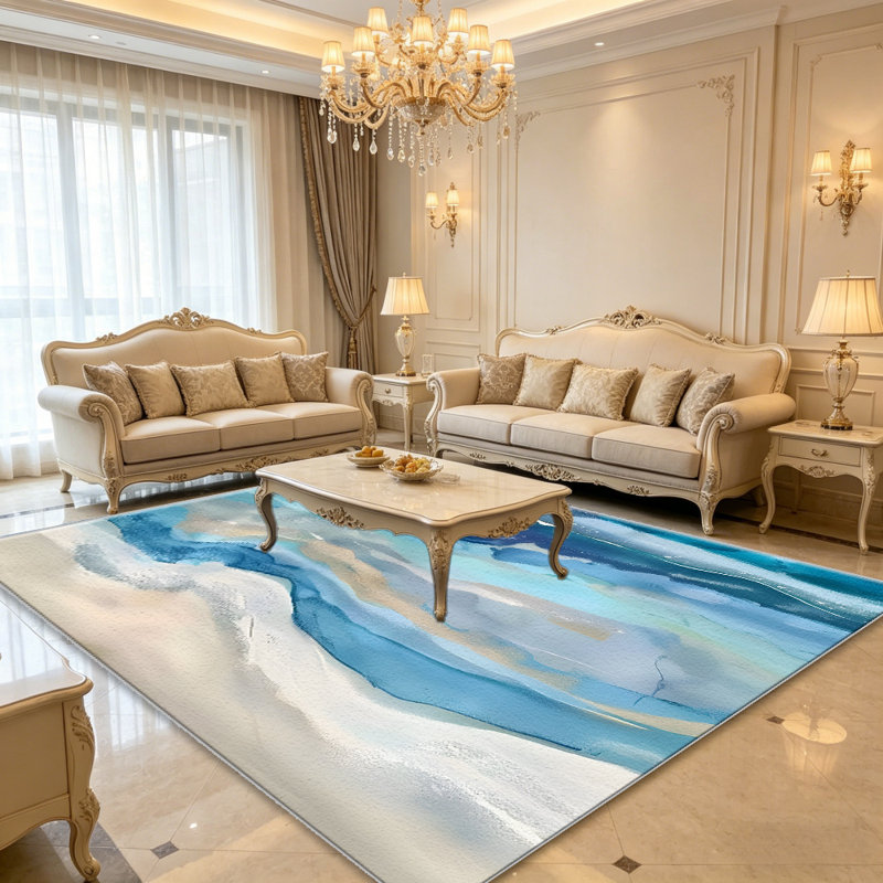 Ocean Abstract   area rugs for Living Room, Soft and Comfortable, Suitable for all seasons, easy to maintain, machine washable Indoor floor mat, Under Table Farmhouse suitable for Bedroom, Dining Room, Study,  Balcony, Home Decor Patio