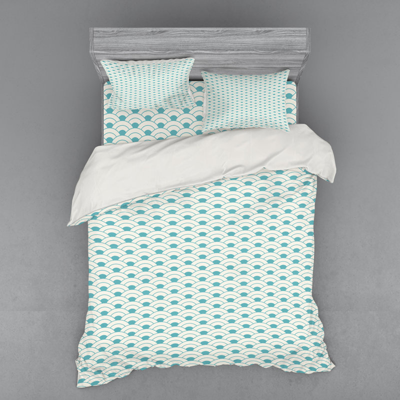 Coastal Geometric Shapes Duvet Cover, Queen Duvet Cover + 3 Additional Pieces