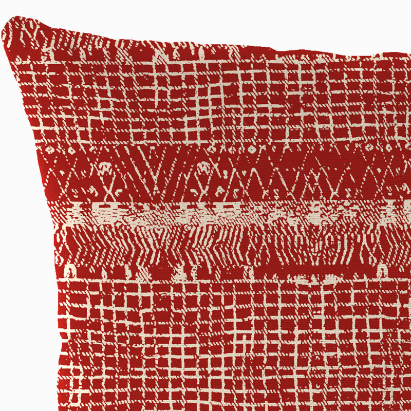 20" x 20" Everest Caramel Red Ikat Outdoor Throw Pillow with Welt (Set of 2), Red Ikat