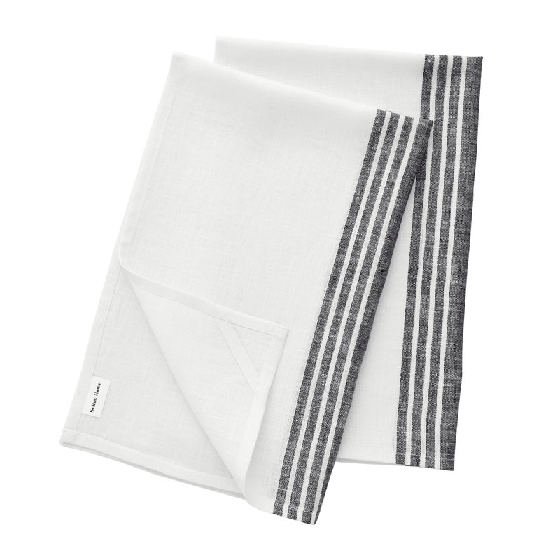 Farmhouse - 100% Pure Linen Kitchen Towel, Black and White
