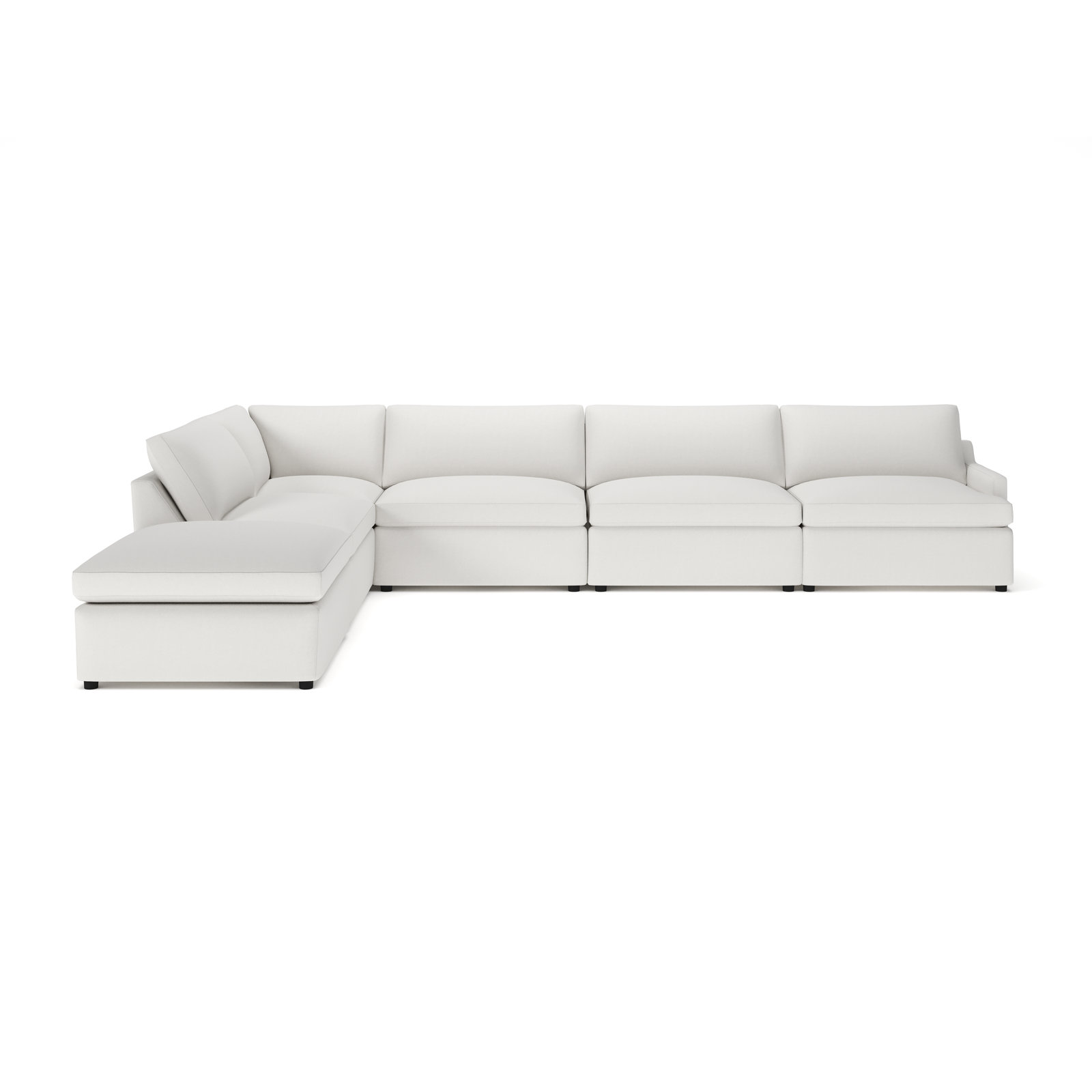 Essex Chaise Sectional, Left Hand Facing, Macarena Beige Basketweave Fabric