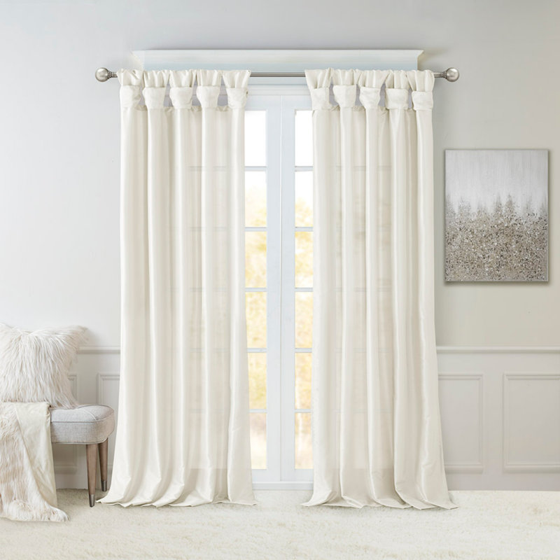 Twisted tape lined curtain panel, Green, 50" W x 108" L