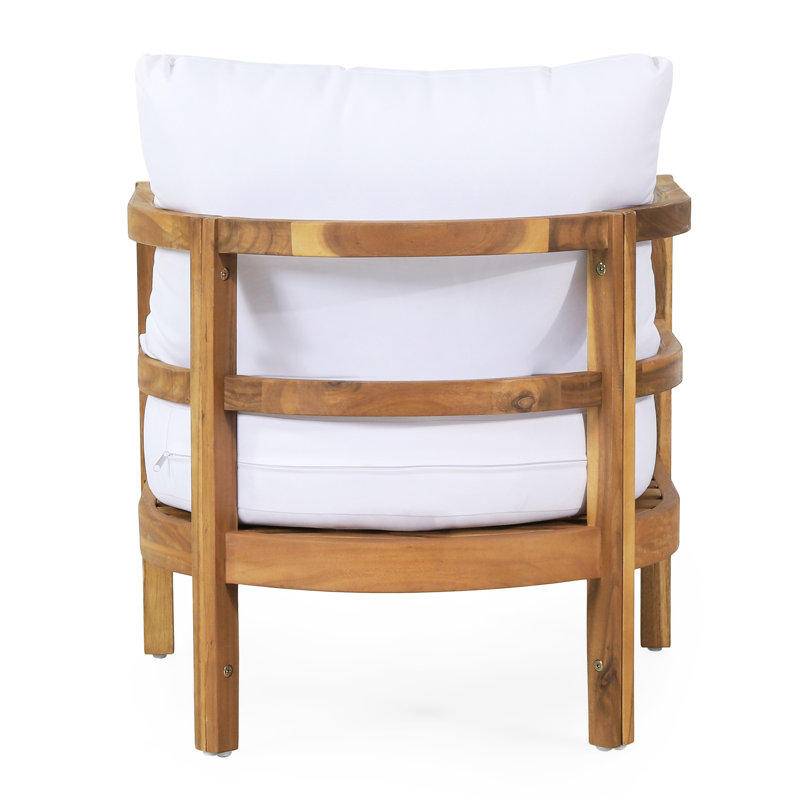 Chaise de patio avec coussins Lorene, Blanc
