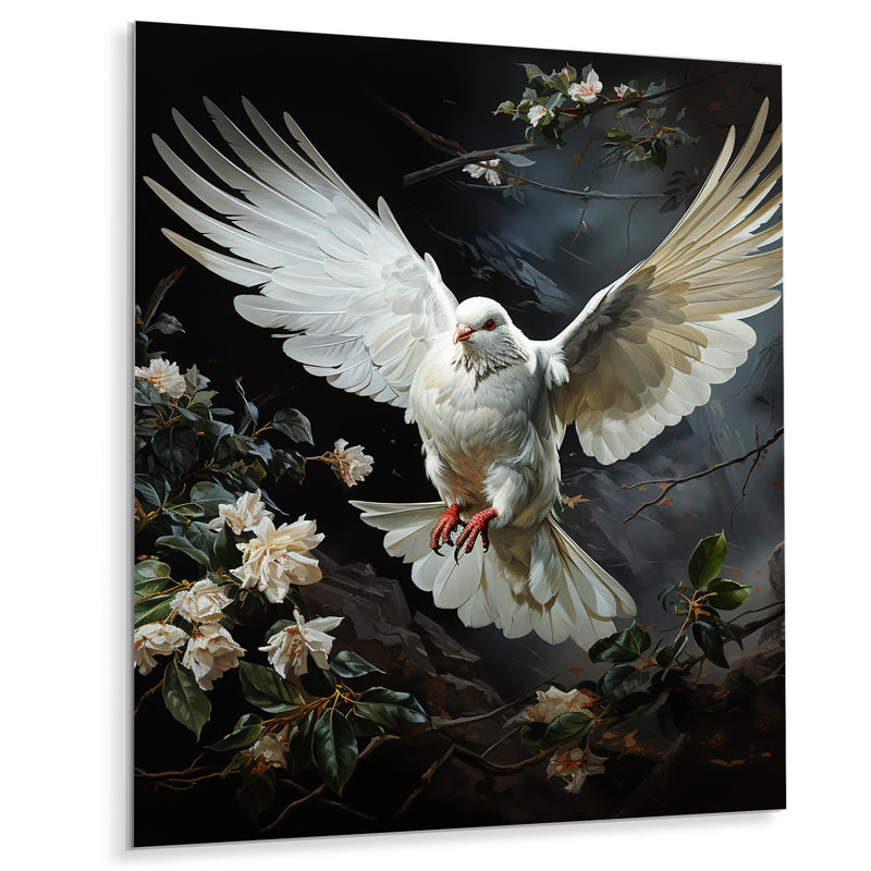 Décoration murale en métal White Dove Messenger Of Peace, H 20 po x l 12 po