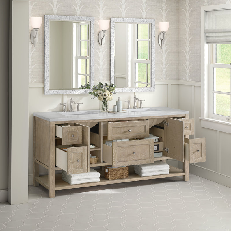 Breckenridge 72'' W Double Vanity, Whitewashed Oak, Lime Delight, 8" Widespread
