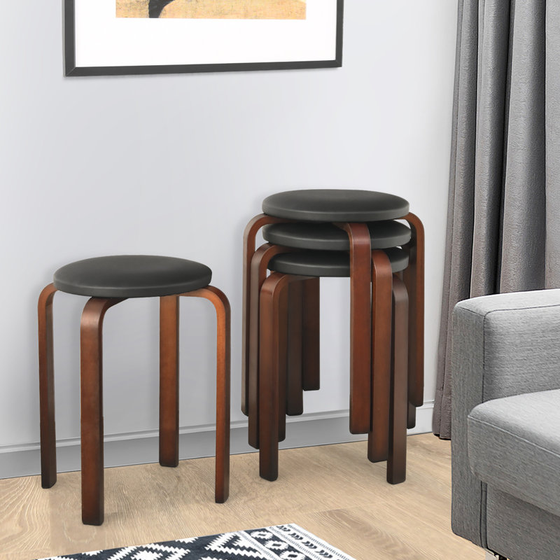 Tabouret court en bois massif 18,5 po, Noir