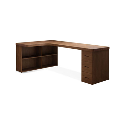 70.87"+55.12" Nut-brown L-Shaped Solid Wood desks