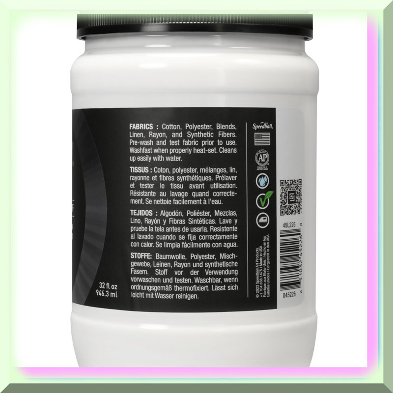 32oz Fabric Screen Printing Ink in White