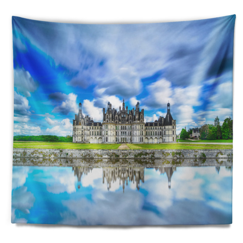 Paysage, château de Chambord, tapisserie bleue, H 50 po x l 60 po