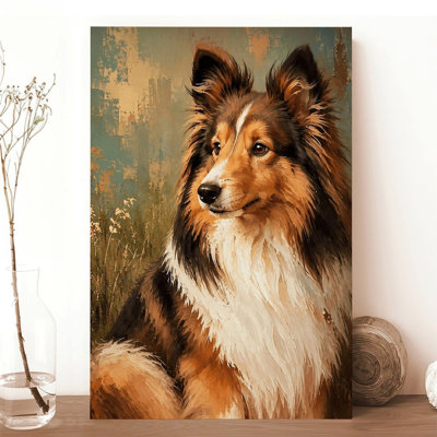 Canvas Wall Art Rough Collie Dog Oil Painting Art Print Wall Decor Vintage Poster Print Home Decor