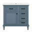Meuble-lavabo 36 po avec lavabo, meuble-lavabo simple avec armoire, 2 tiroirs rabattables, 2 tiroirs et tablette réglable-360819407