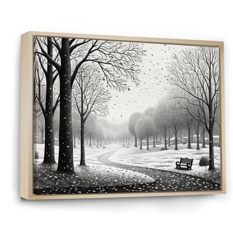 «Countryside Winter Park», impression monochrome sur toile, H 34 po x l 44 po x P 1,5 po, Cadre naturel flottant