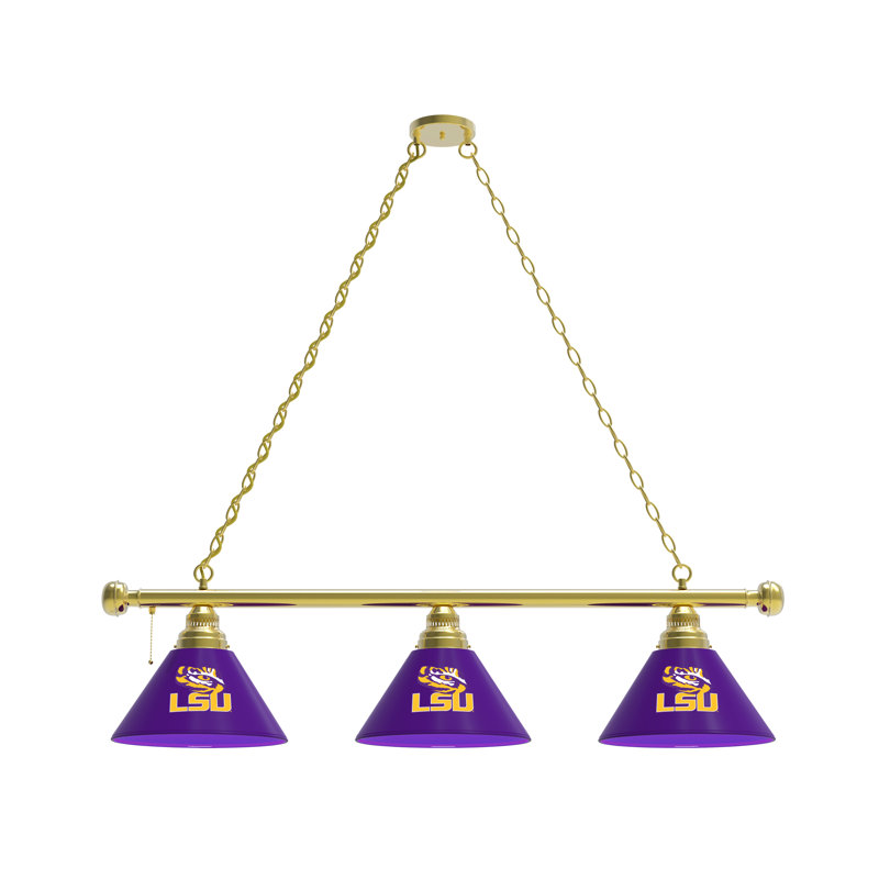 3 - Light Pool Table Lights Pendant, Brass, LSU Tigers