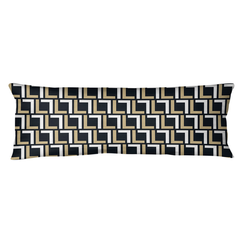 Polyester Medium Pillow, Polyester, Old Gold/White/Black