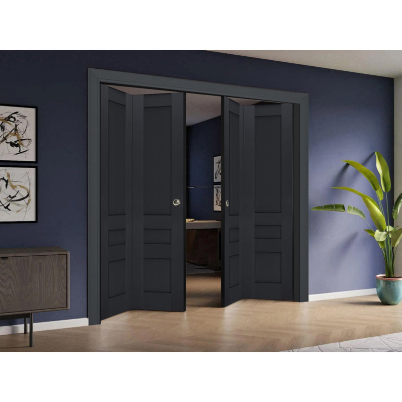 Porte de grange en bois à panneaux Veregio, Antracite, 36 po x 96 po