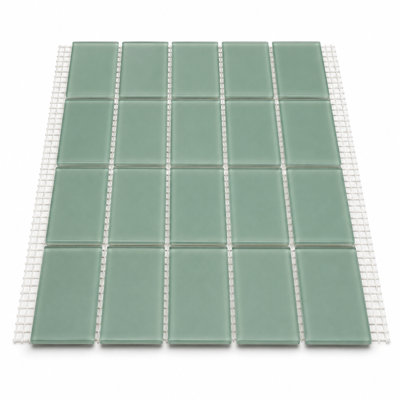 Carreau de mosaïque en verre 3 po x 6 po californien vert sauge pour dosseret et murs - 1 pied carré