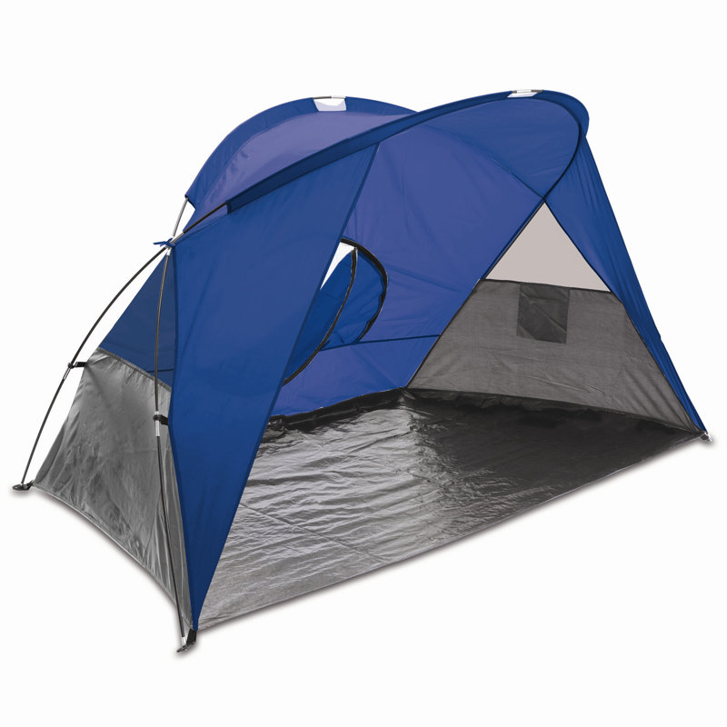 Tente de plage portable en alcôve - tente en dôme - tente en dôme pour la plage et contre le soleil Colby, Bleu/gris/argent
