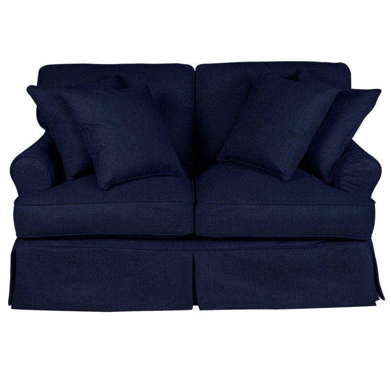 Wesham 60'' Slipcovered Loveseat, Navy Blue Polyester