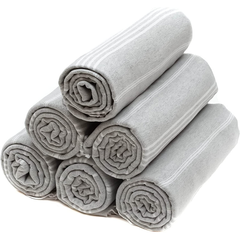 Ensemble de serviettes de plage 100% coton turc | Serviettes de piscine surdimensionnées 38 po x 71 po, Gris clair