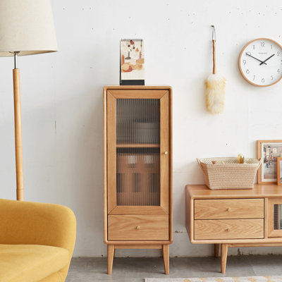 Armoire d'appoint d'angle avec tiroir et porte en verre Layton