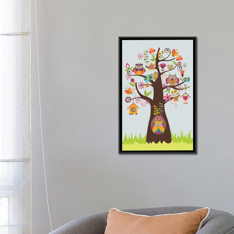 « the happy tree »-impression sur toile tendue, H 26 po x l 18 po x P 1,5 po, Cadre noir