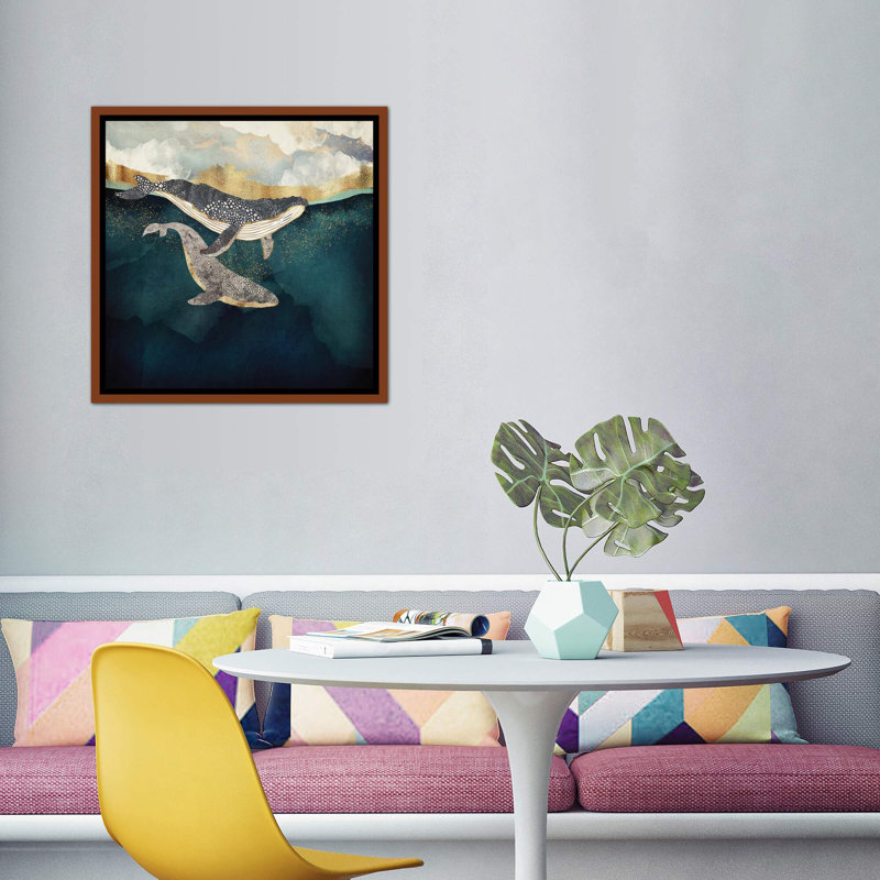 Bond II - impression d'art graphique, Toile avec cadre brun, H 37 po x l 37 po x P 1,5 po, Pas de tapis