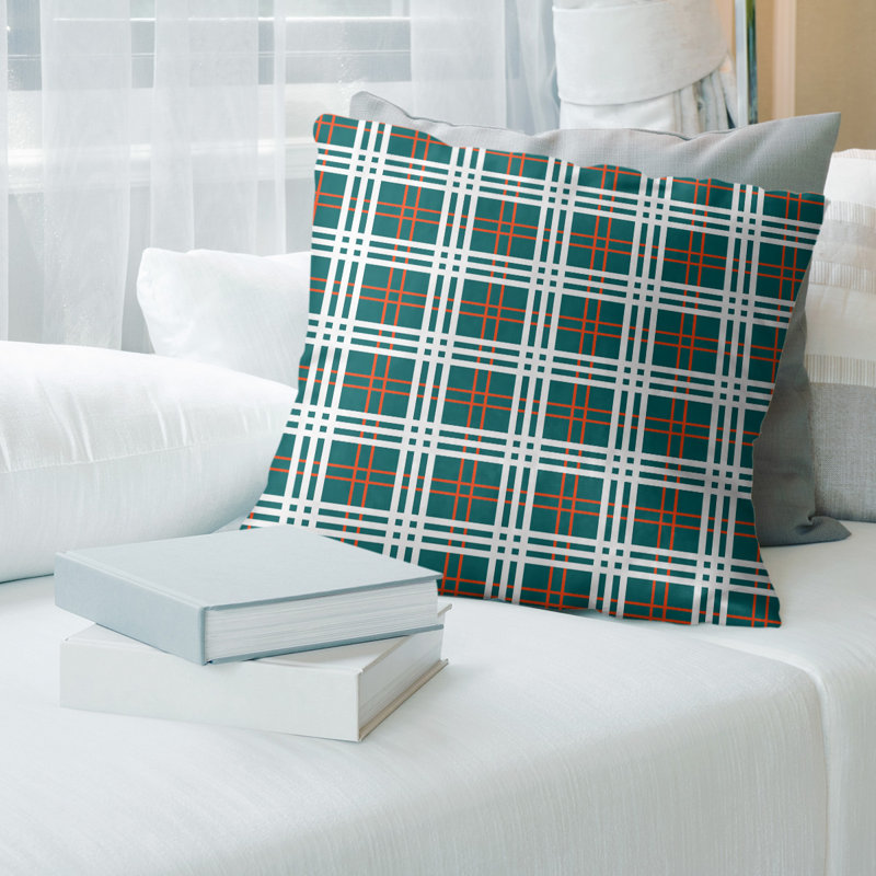 Housse de coussin d'extérieur carré R-Baltimore Football, Turquoise / orange / blanc R-Baltimore, 14 po x 14 po