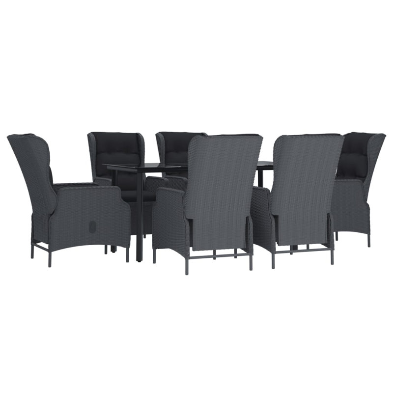 Finchamp Rectangular 6 - Person 63" Long Dining Set with Cushions, Dark Gray