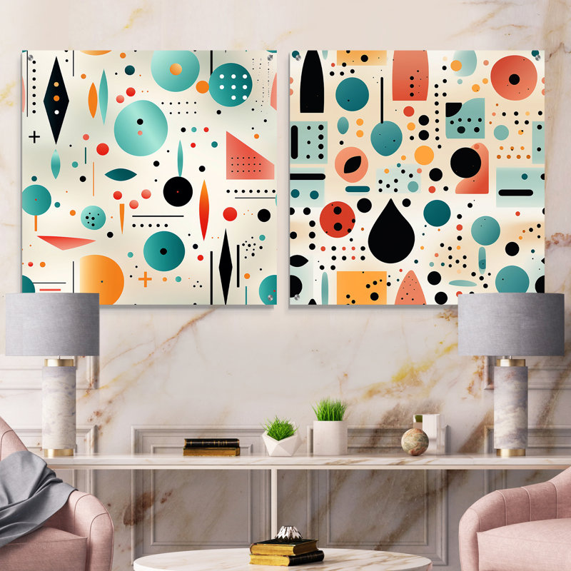 Keleigh - Ensemble de 2 verres muraux abstraits géométriques en acrylique, H 16 po x l 33 po