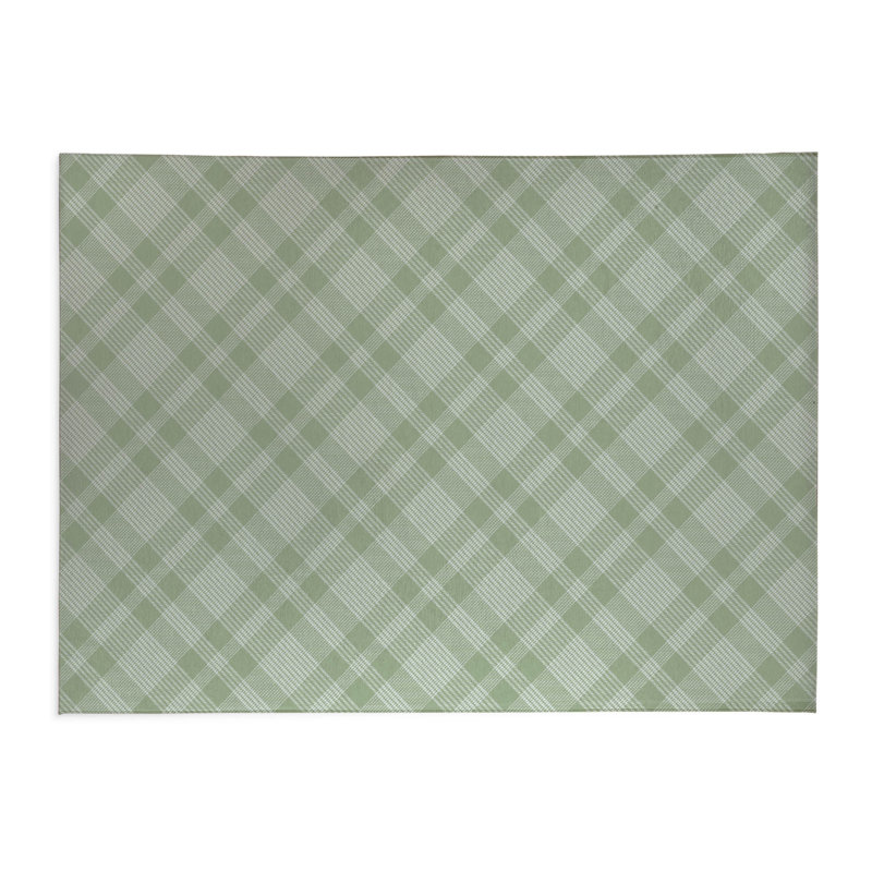 Lily Tartan Kids Play Mat, Green, Rectangle 2' x 3'