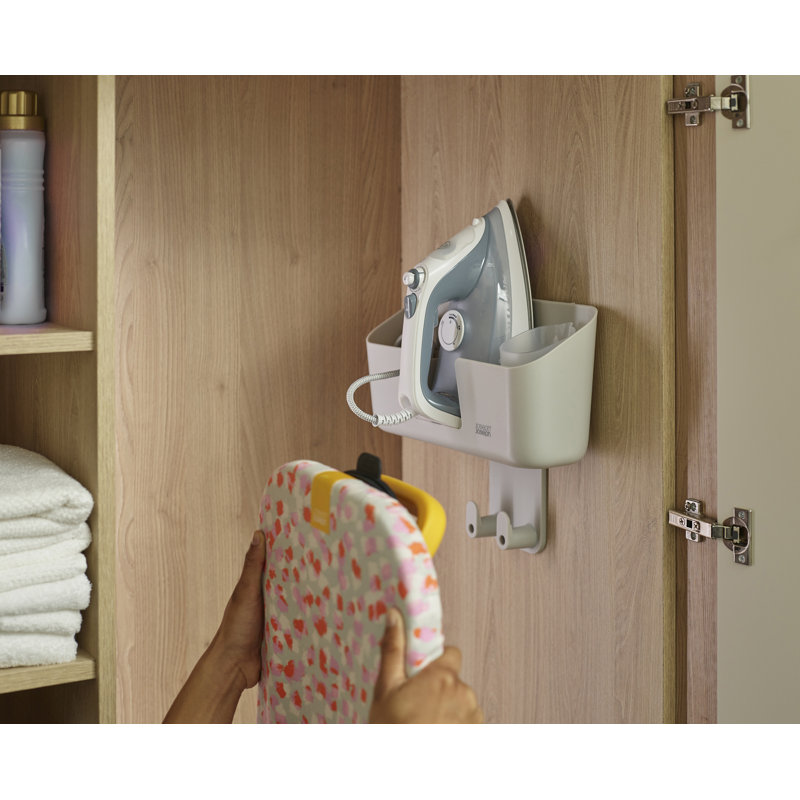 IronHub Wall-mounted Iron Storage Caddy with Ironing Board Hook