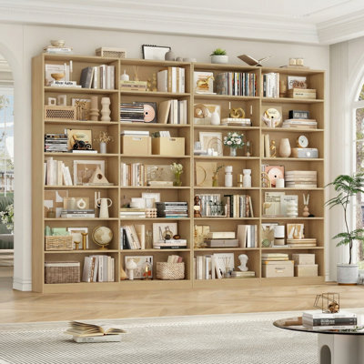Bibliothèque de 84 po à 7 niveaux avec bibliothèque de 84 po et 28 cubes, grande capacité de rangement pour livres et décoration (ensemble de 2)