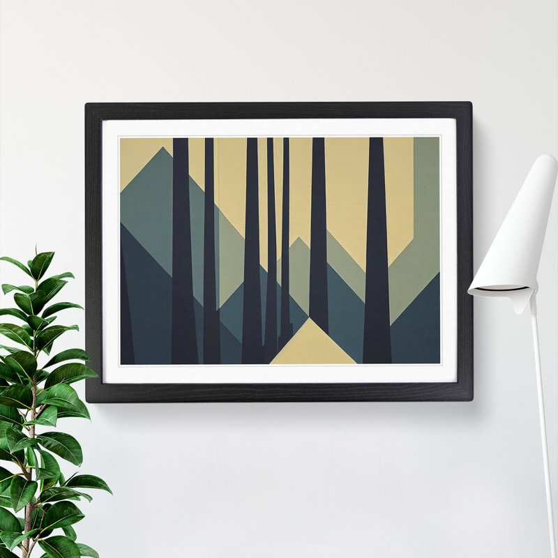 Bold Abstract Pine Tree Forest Vol.3 - Single Picture Frame Print, Black Framed, 46cm H x 64cm W x 2cm D