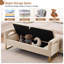 Banc de rangement Lunara 66 po L, capitonné, motif ours en peluche, pour lit king, pieds dorés, accoudoirs incurvés et 2 coussins.-1952879669-1956203548