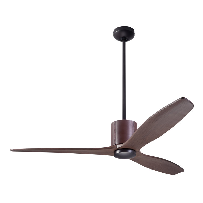 LeatherLuxe 54'' Ceiling Fan, Wall/Remote Combo Controls, Mahogany, Dark Bronze/Chocolate