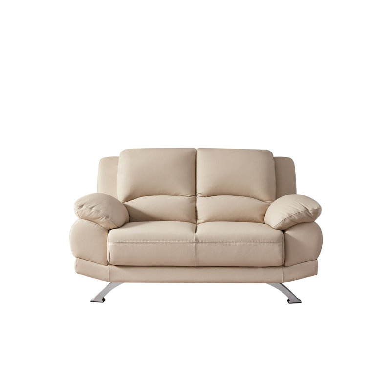 Causeuse 60 po avec accoudoirs coussinés, Similicuir beige