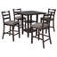 Ensemble de salle à manger 5 pièces à hauteur de comptoir en bois avec chaises rembourrées et étagères de rangement-1024331709