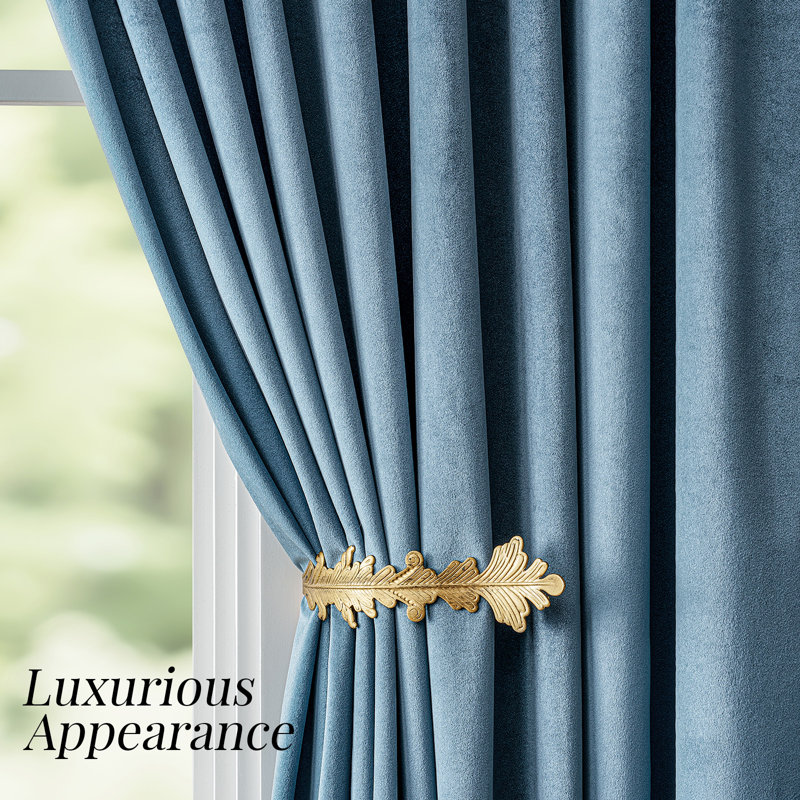 Velvet Blackout Thermal Curtain Panel –  Room-Darkening Grommet Solid Color Drapes for Living Room Bedroom (Set of 2)