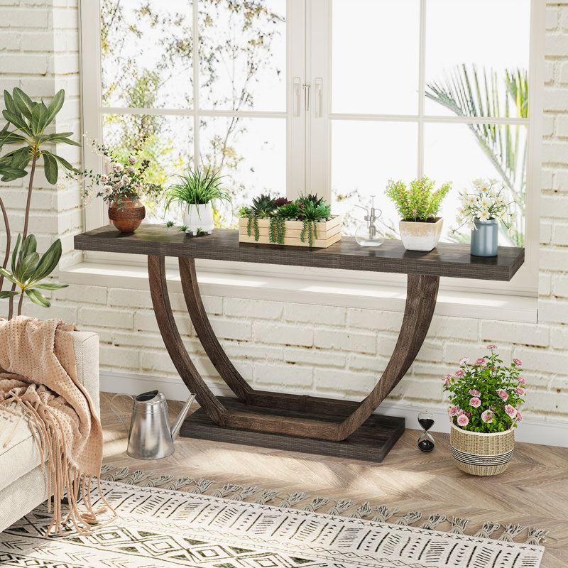 Console d'entrée de 62,99 po Rahmel, Gris foncé