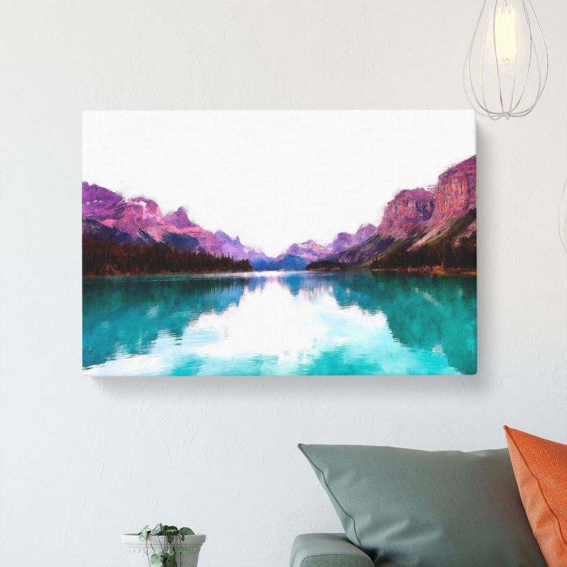 Maligne Lake Scene In Canada - Wrapped Canvas, 50cm H x 76cm W x 3cm D
