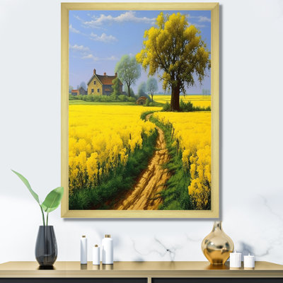 «Countryside Farm Road Yellow Spring Fields I», reproduction sur toile