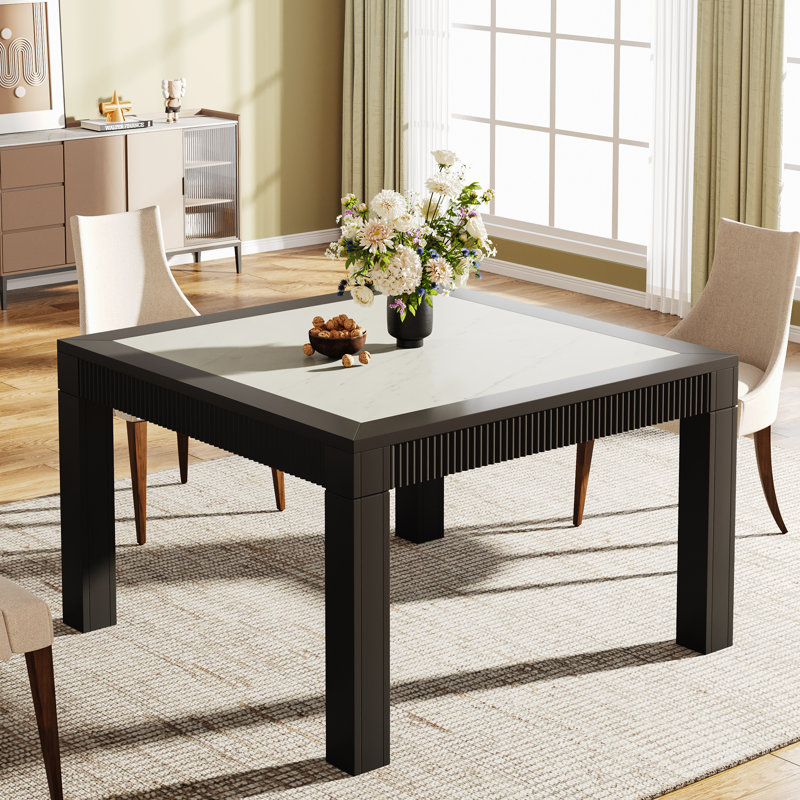 47-Inch Faux Marble Square Dining Table