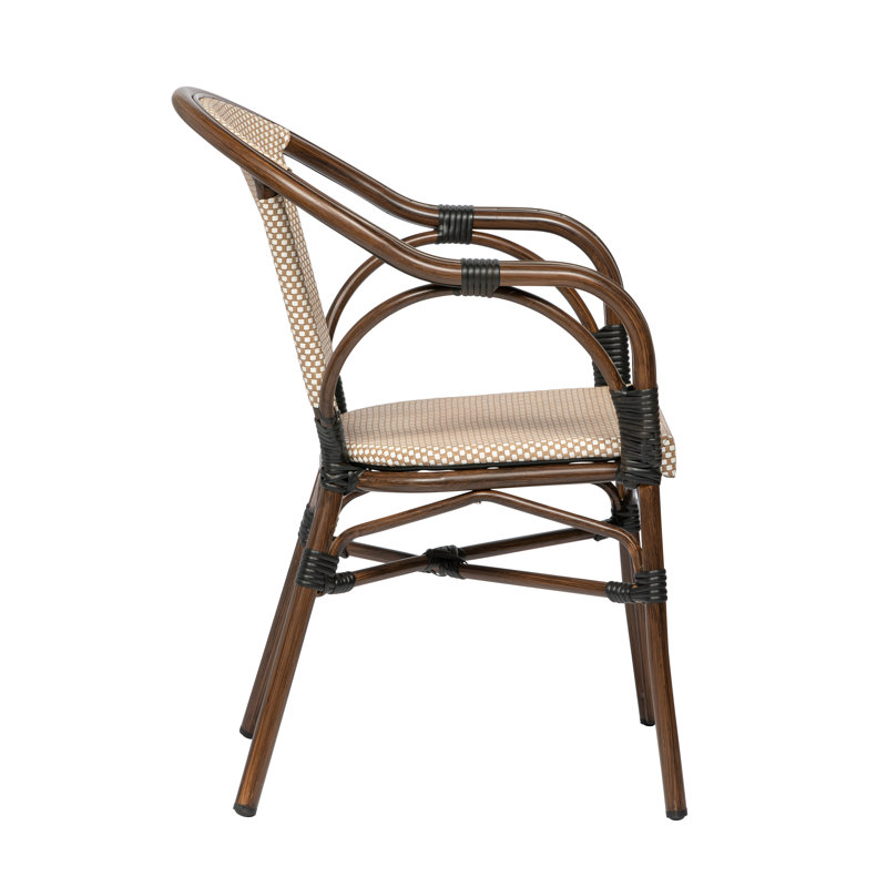 Ivan Cream and Tan Aluminum Outdoor Dining Chairs, Set of 2