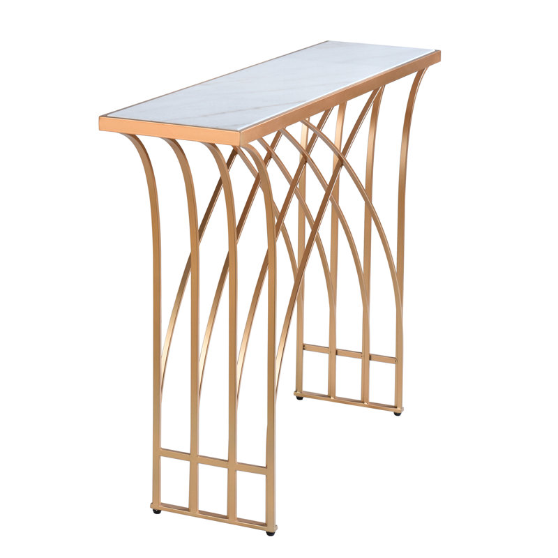 Console Seraphine - Doré - Plateau en marbre blanc