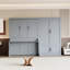 Grand lit moderne gris avec assemblage pratique et rangement offrant un look hydraulique et efficace