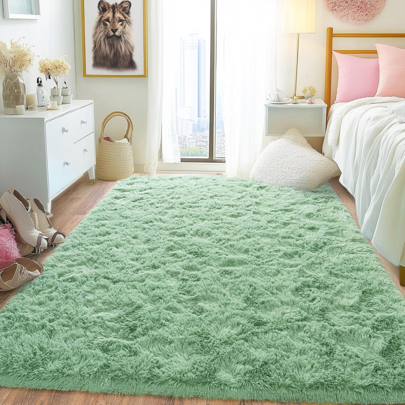 8×10ft ft Solid Color Rug Fluffy Shag Area Rug Indoor Carpet for Living Room Bedroom Bedside Nursery Kids' room
