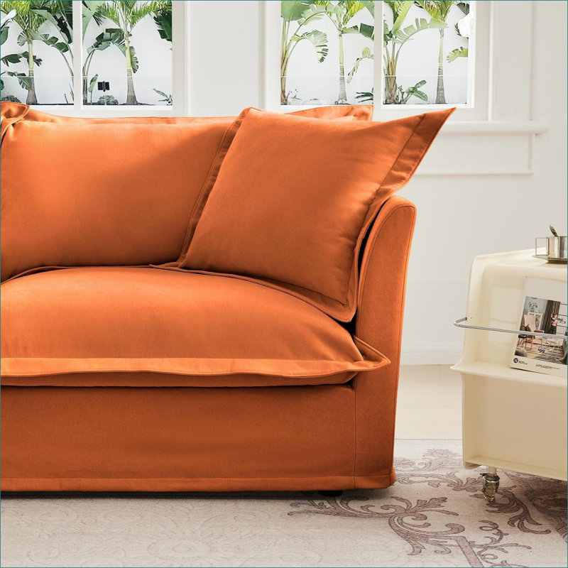 Fauteuils | Housse pour fauteuil moderne avec repose-pieds et repose-pieds | Orange | Chenille