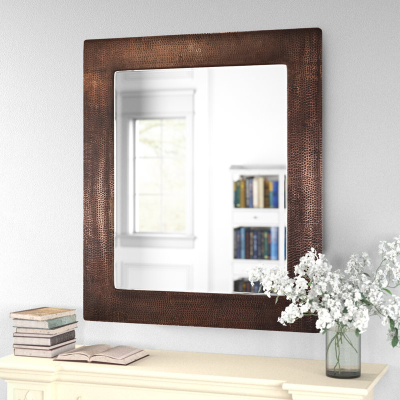 36" Rectangle Hammered Copper Mirror
